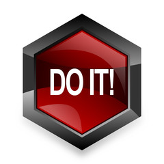 Aufkleber - do it red hexagon 3d modern design icon on white background