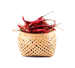 Wall Mural - dried chili peppers on white background