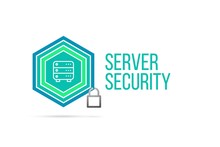 Server Security Concept Image With Pentagon Shield Seal And Lock Illustration And Icon Inside