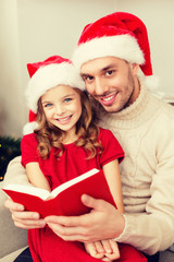 Sticker - smiling father and daughter reading book