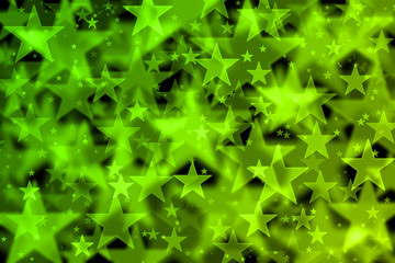Wall Mural - Green stars background with bokeh effect