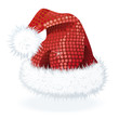 Red Sequin Santa Hat with fur trim isolated 