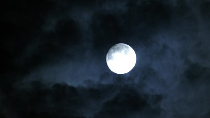 Wall Mural - timelapse with full moon moving between clouds, 4k