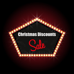 Wall Mural - Christmas discounts illuminated sign with text stylish