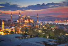 Istanbul. Image Of Hagia Sophia In Istanbul, Turkey During Sunrise.