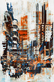 Fototapeta Nowy Jork - abstract grunge of cityscape,illustration painting
