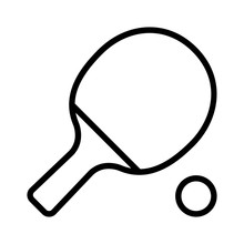 Ping Pong Table Tennis Paddle With Ball Line Art Icon