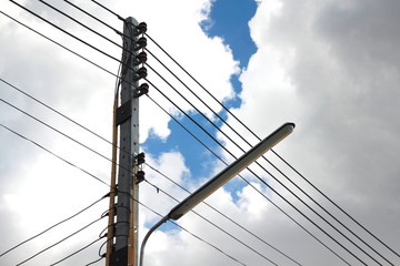 power electric cable on the sky view