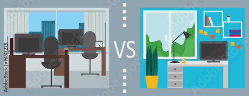 work-in-office-vs-work-at-home-stock-vector-adobe-stock