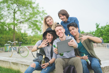 Wall Mural - Group of young multiethnic friends