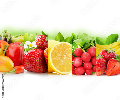 Naklejka na meble fruit and vegetable stripe collection on white background