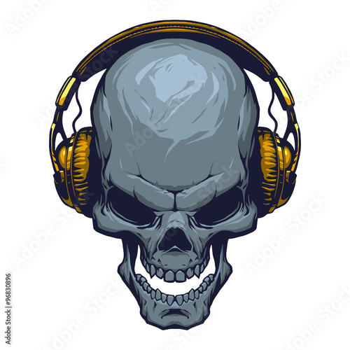 Skull with headphones