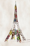 Fototapeta Boho - Torre Eiffel 3D grunge