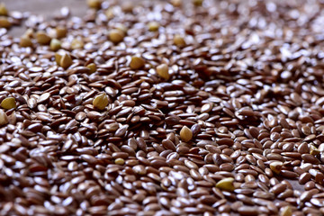 Wall Mural - brown flax seeds