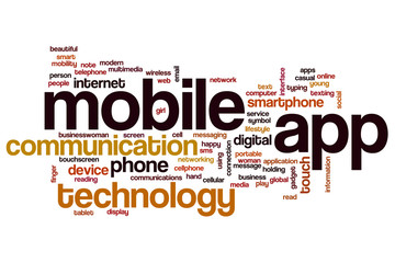 Wall Mural - mobile app word cloud concept