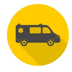 Canvas Print - Ambulance car icon with long shadow