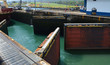Doors of the Panama Canal open for an approaching ship