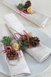 Linen Serviettes with Christmas Decoration