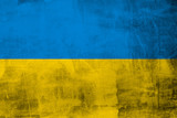 Fototapeta  - Grunge flag of Ukraine on concrete wall