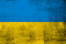 Grunge Flag Of Ukraine On Concrete Wall