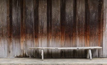 Old Wooden Bench With Old Vintage Wooden Background