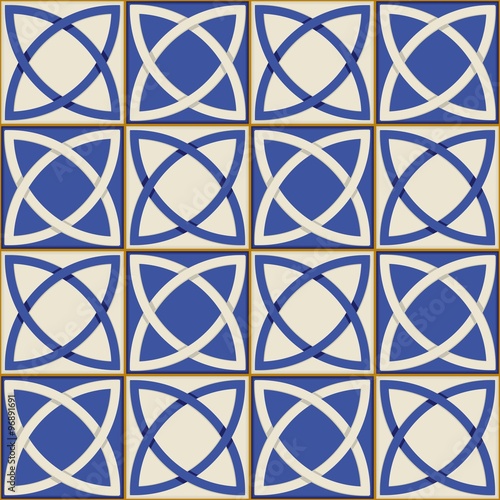 Naklejka na szybę Gorgeous seamless pattern . Moroccan, Portuguese tiles, Azulejo, ornaments. 