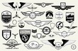  Set retro emblems, design elements , badges and logo. Aviation