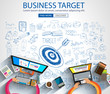 Business Targe Concept with Doodle design style