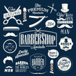 Set of vintage barber shop logo graphics and icons