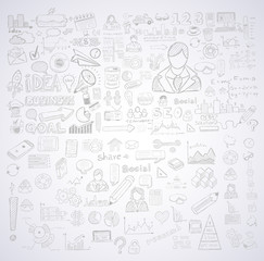 Wall Mural - Business doodles Sketch set : infographics elements isolated,