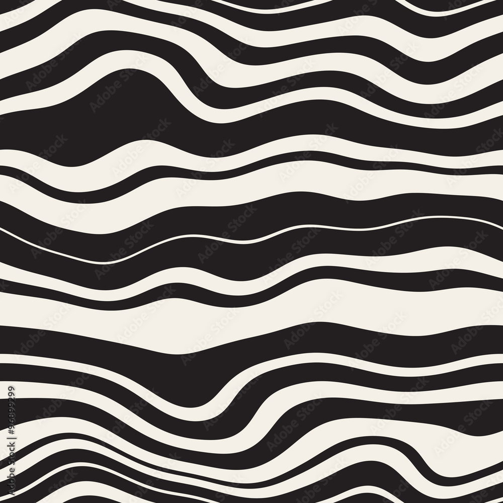 Vector Seamless Black and White Wavy Parallel Distorted lines Pattern ...