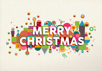 Wall Mural - Merry christmas colorful fun geometry environment