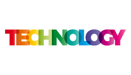 The word Technology. Vector banner with the text colored rainbow