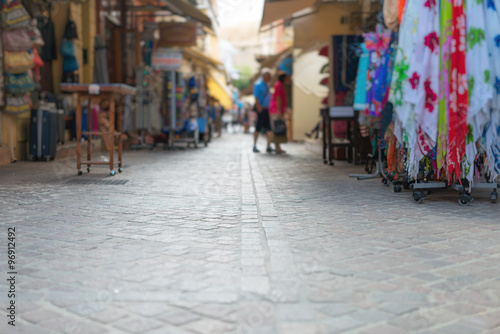 Traditional mediterranean street with goods. © dmitrimaruta