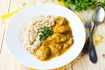 Wall Mural - Chicken paprikash - Traditional hungarian chicken cooked in papr