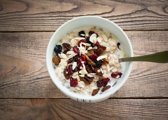 Wall Mural - Oatmeal with dried fruit.