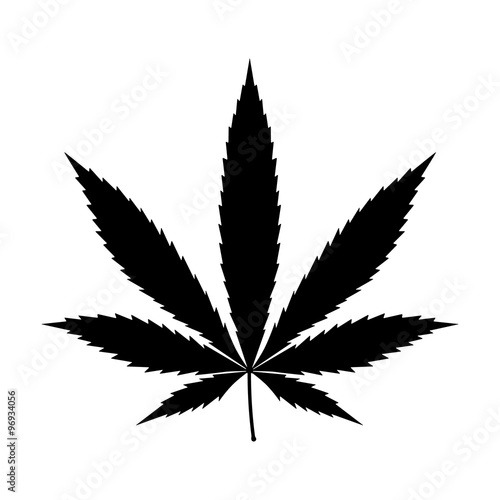 Fotografie, Obraz Cannabis (marijuana) hemp leaf flat icon for apps and websites