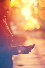 Wall Mural - Female with mobile smartphone