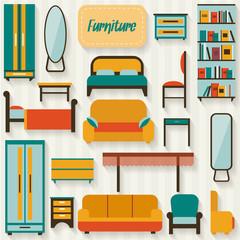 Poster - Furniture set for rooms of house