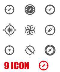 Sticker - Vector grey compass icon set. Compass Icon Object, Compass Icon Picture, Compass Icon Image - stock vector