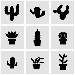 Wall Mural - Vector black cactus icon set. cactus Icon Object, cactus Icon Picture, cactus Icon Image - stock vector