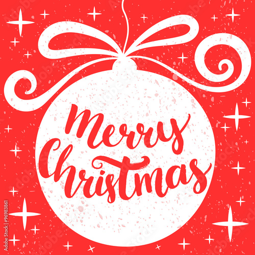 Merry Christmas Hand Drawn Greeting Card With Decoration And