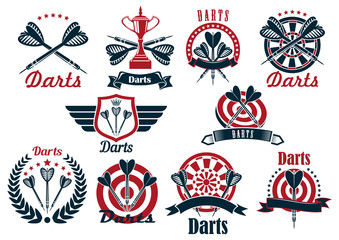 Wall Mural - Darts game tournament symbols and icons