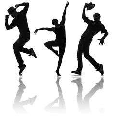 Wall Mural - Silhouettes of dancers in dancing concept