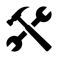 hammer and wrench repair tools flat icon for apps
