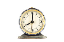 Old Vintage Alarm Clock Isolated On White Background