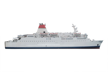 Poster -  passenger ferry-boat under the white background