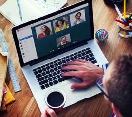 Wall Mural - video call facetime chatting communication concept