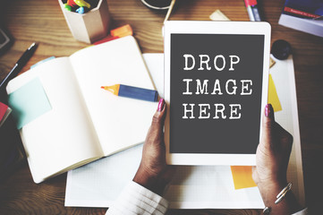 Wall Mural - digital tablet working commercial technology copy space concept