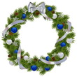 Vector Christmas Wreath with Blue Decorations
